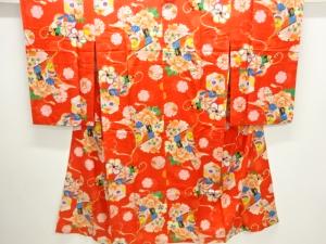 アンティーク　几帳に花鳥模様長襦袢